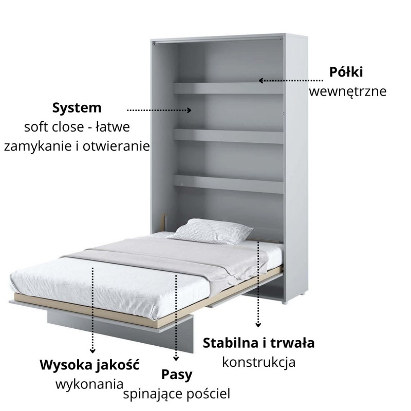 P&oacute;łkotapczan Pionowy BED CONCEPT BC-02 120X200 Szary Lenart