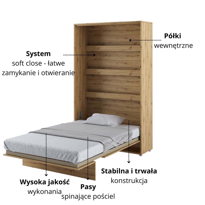 Półkotapczan Pionowy BED CONCEPT BC-02 120X200 Dąb Artisan