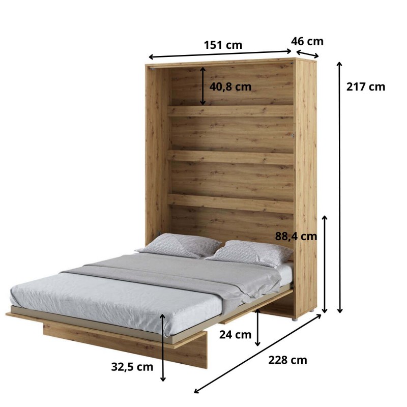 Półkotapczan Pionowy BED CONCEPT BC-01 140X200 Dąb Artisan