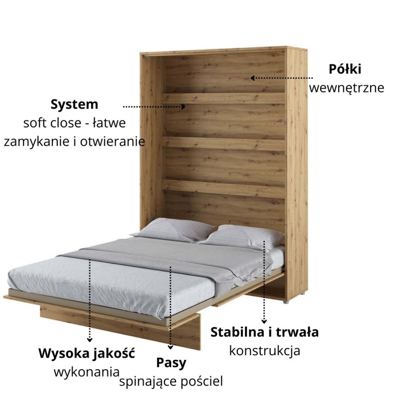 Półkotapczan Pionowy BED CONCEPT BC-01 140X200 Dąb Artisan