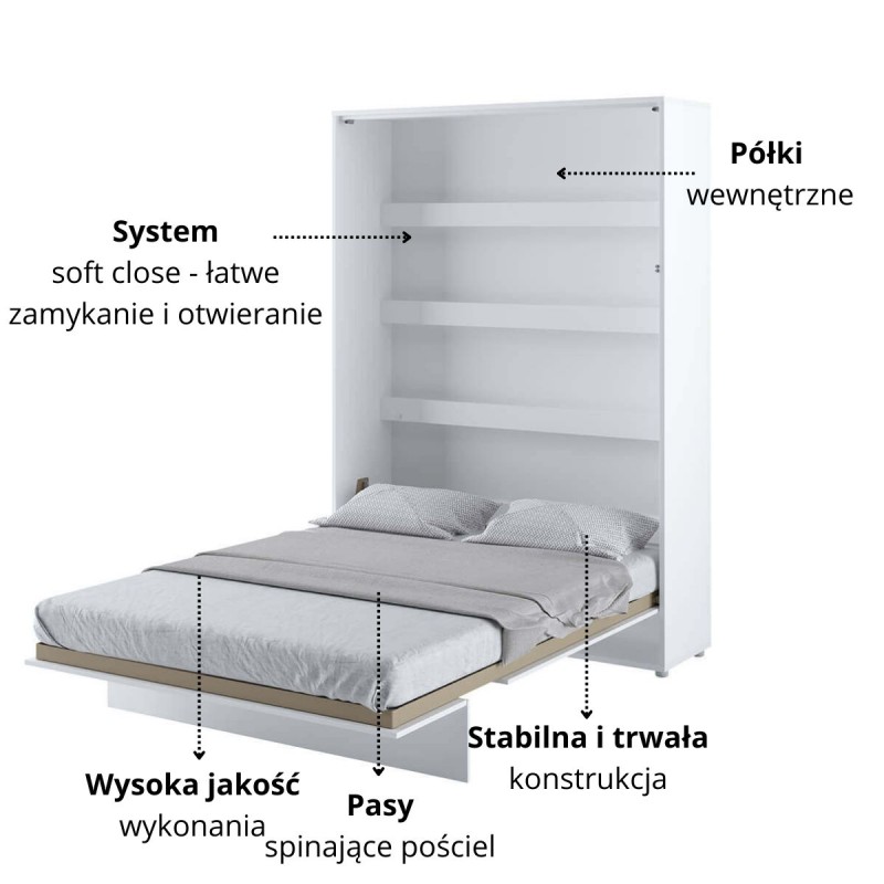 Półkotapczan Pionowy BED CONCEPT BC-01 140X200 Biały Alpejski
