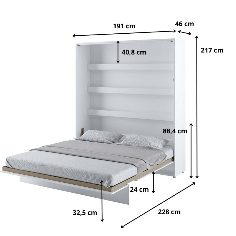 Półkotapczan Pionowy BED CONCEPT BC-13 180X200 Biały Połysk