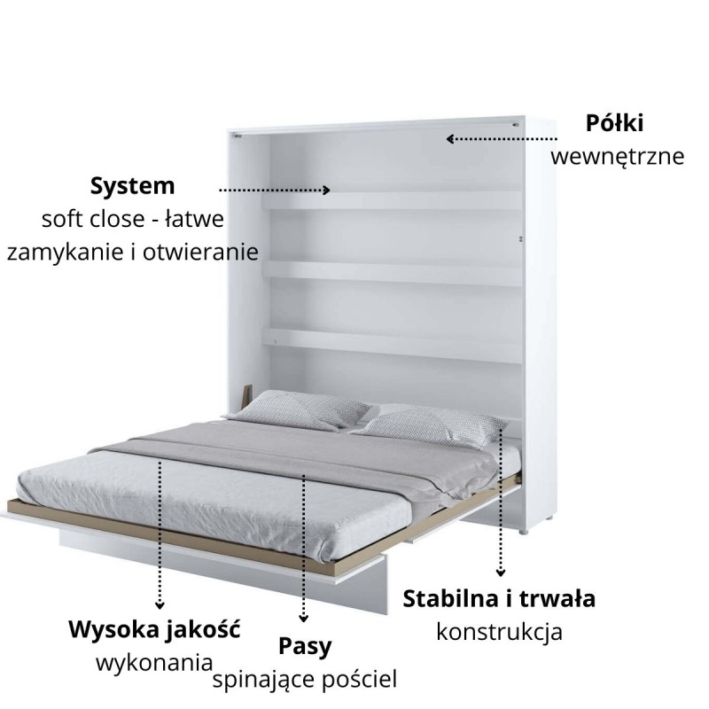 Półkotapczan Pionowy BED CONCEPT BC-13 180X200 Biały Połysk