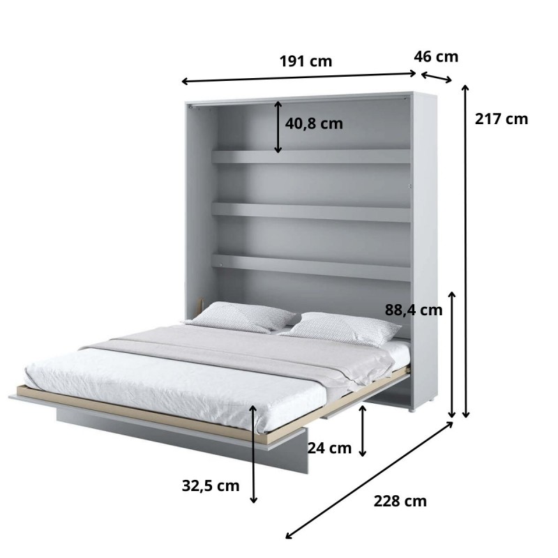 Półkotapczan Pionowy BED CONCEPT BC-13 180X200 Szary Lenart