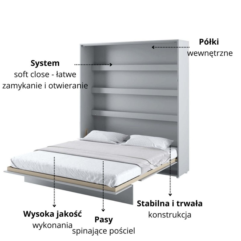Półkotapczan Pionowy BED CONCEPT BC-13 180X200 Szary Lenart