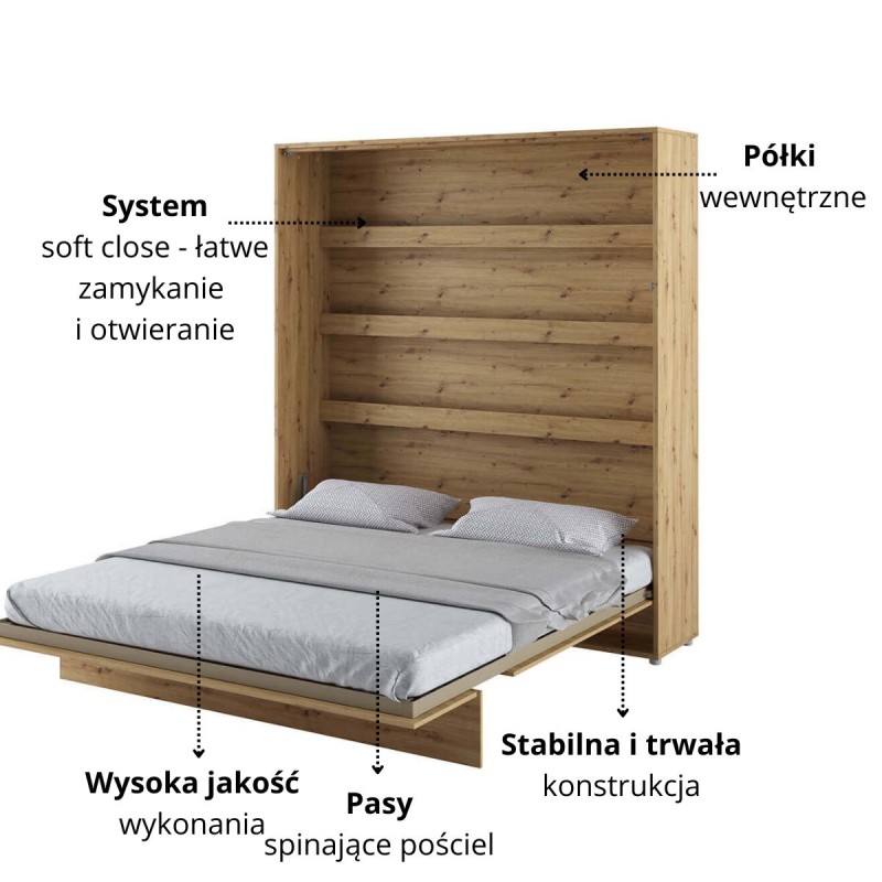 Półkotapczan Pionowy BED CONCEPT BC-13 180X200 Dąb Artisan
