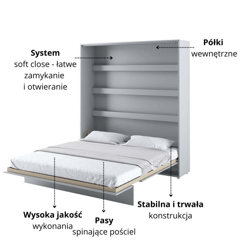 Półkotapczan Pionowy BED CONCEPT BC-12 160X200 Szary Lenart