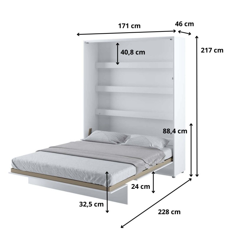 Półkotapczan Pionowy BED CONCEPT BC-12 160X200 Biały Połysk