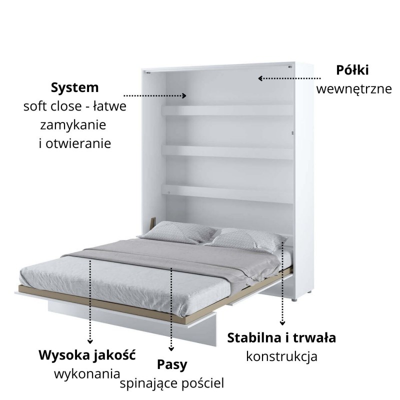 Półkotapczan Pionowy BED CONCEPT BC-12 160X200 Biały Połysk