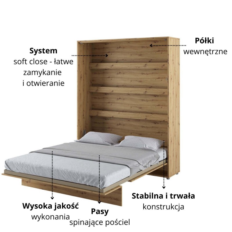 Półkotapczan Pionowy BED CONCEPT BC-12 160X200 Dąb Artisan