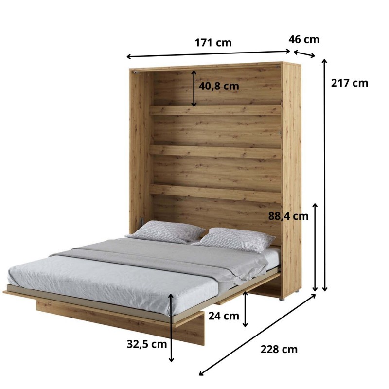 Półkotapczan Pionowy BED CONCEPT BC-12 160X200 Dąb Artisan