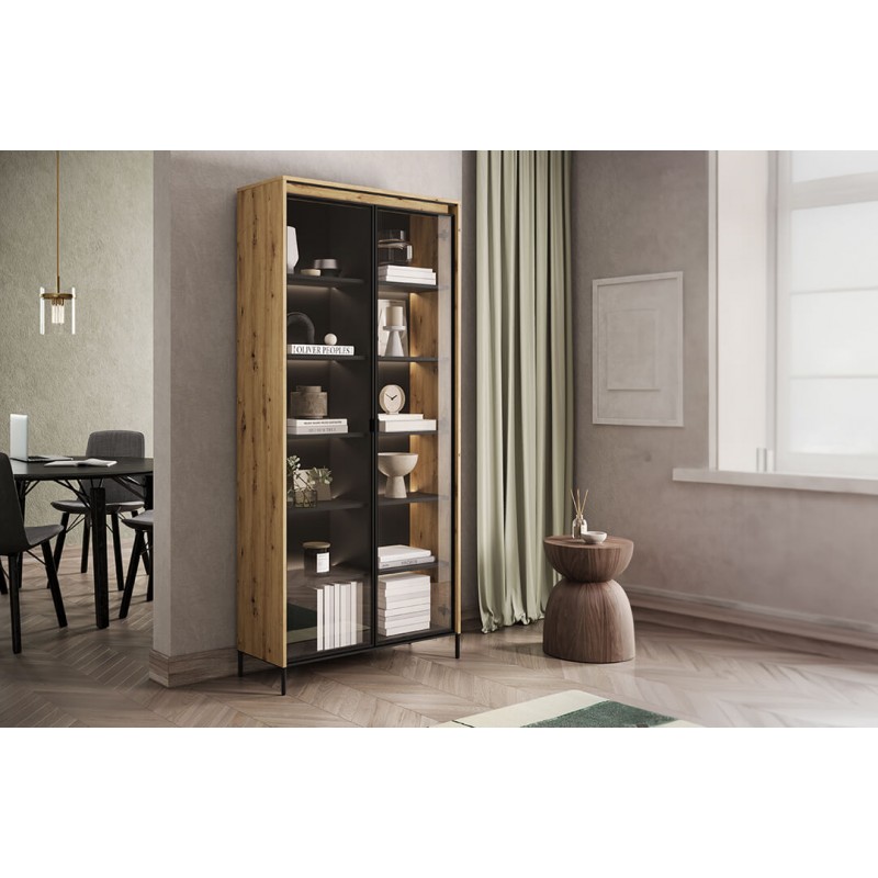 Witryna Trend TR7DAC Dąb Artisan czarna Lenart