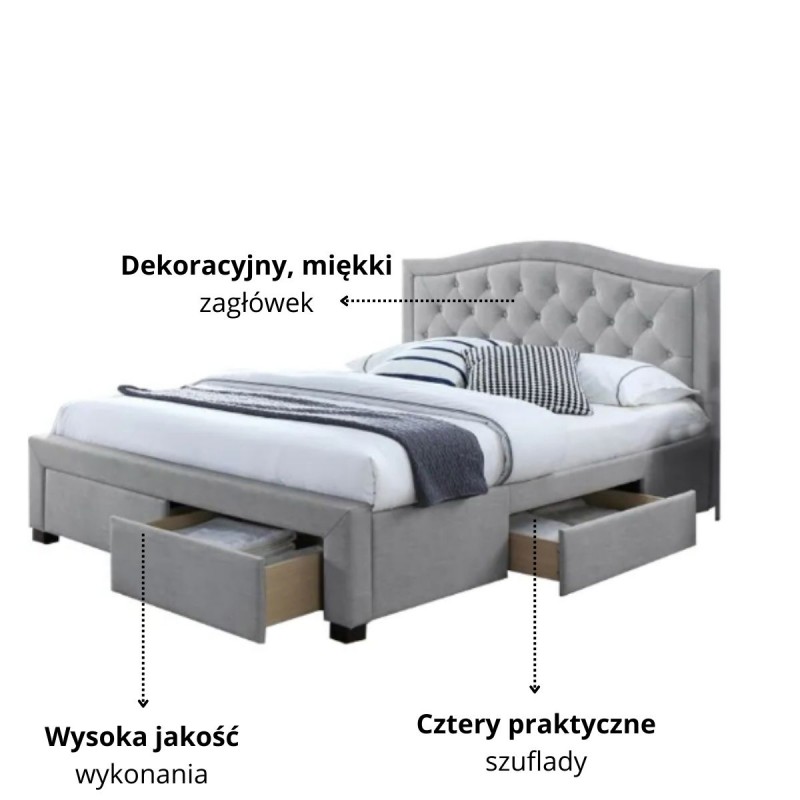 ŁÓŻKO ELECTRA 140X200 KOLOR SZARY/DĄB TAP. 76