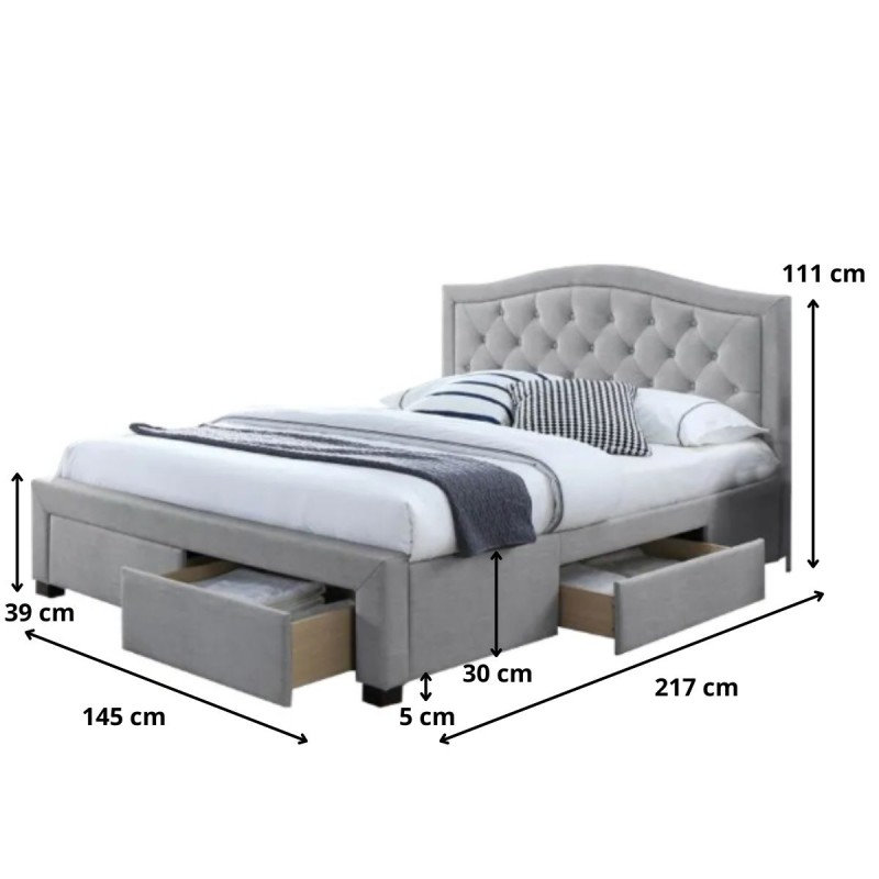 ŁÓŻKO ELECTRA 140X200 KOLOR SZARY/DĄB TAP. 76