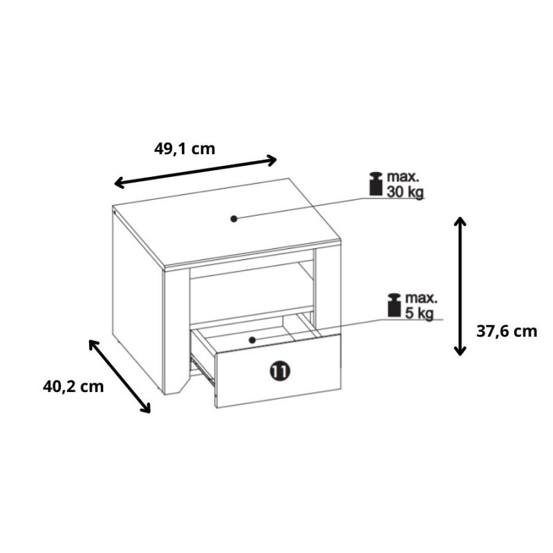 Szafka nocna Angel Typ 95 1S Meble Wójcik Kolekcja Angel