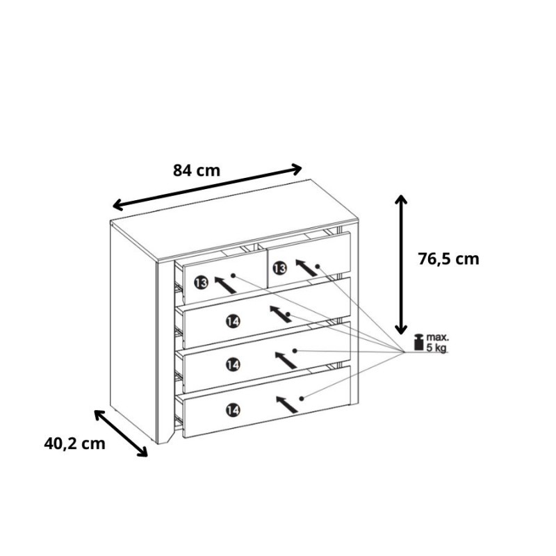 Komoda Angel Typ 43 5S Meble Wójcik Kolekcja Angel