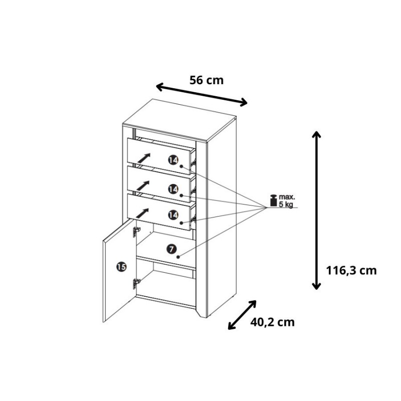 Komoda Angel Typ 35 1D - 3S Meble Wójcik Kolekcja Angel