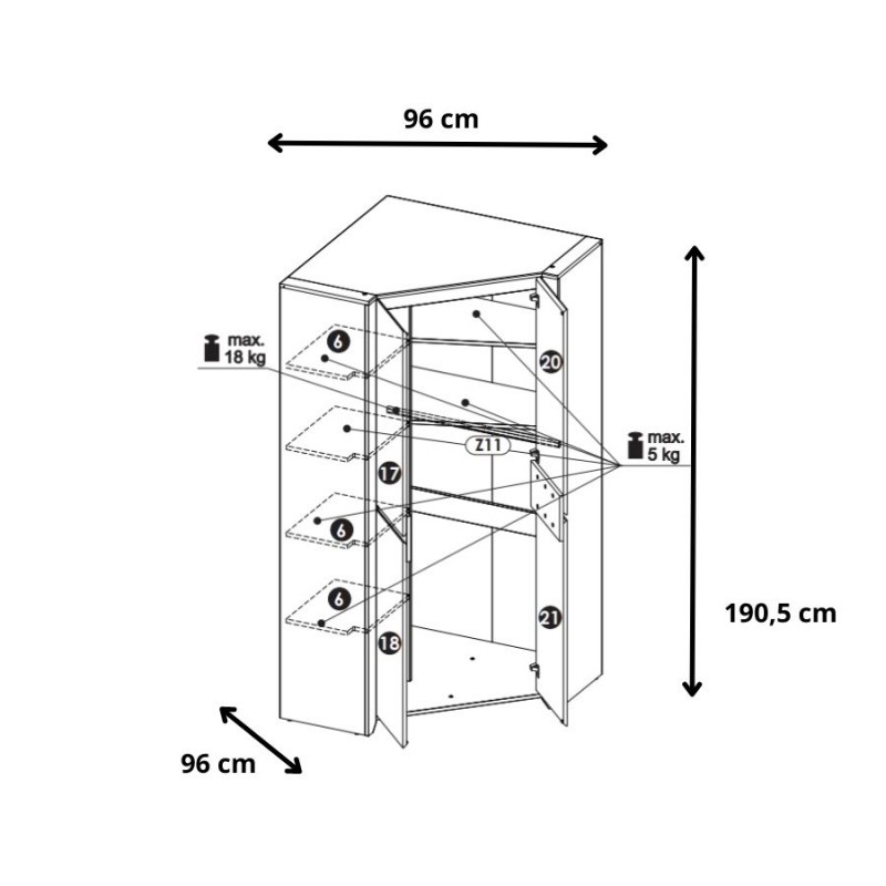 Szafa narożna Angel Typ 21 2D Meble W&oacute;jcik Kolekcja Angel