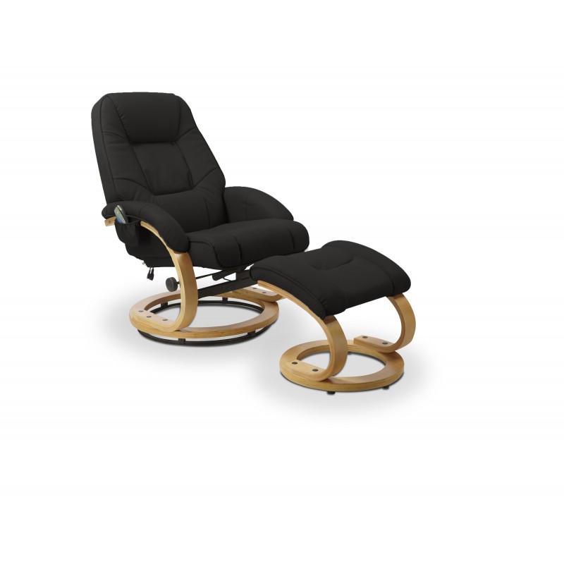 Rozkładany fotel Willow z funkcją masażu i podgrzewania czarny