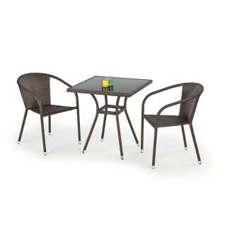 MOBIL stół ogrodowy, kolor: szkło - czarny, ratan - c.brąz (1p