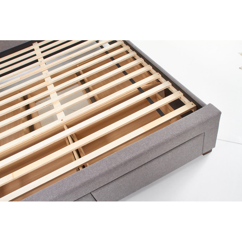 Łóżko tapicerowane 160x200 MARSALA z szufladami szare