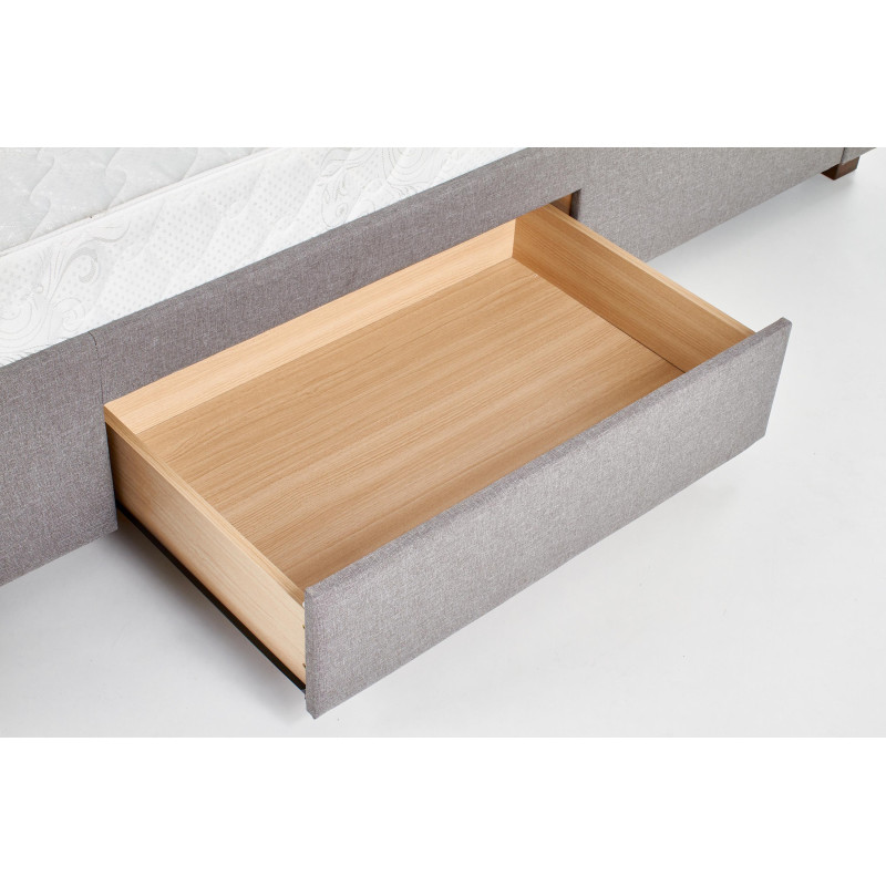 Łóżko tapicerowane 160x200 MARSALA z szufladami szare