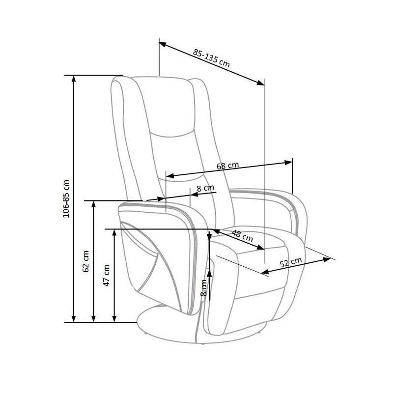 Masujący fotel Dune z podnóżkiem szary