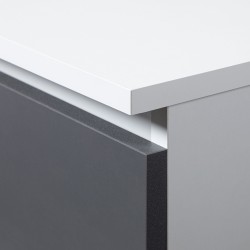Biurko komputerowe A-7 90 cm prawe - białe-grafit szary