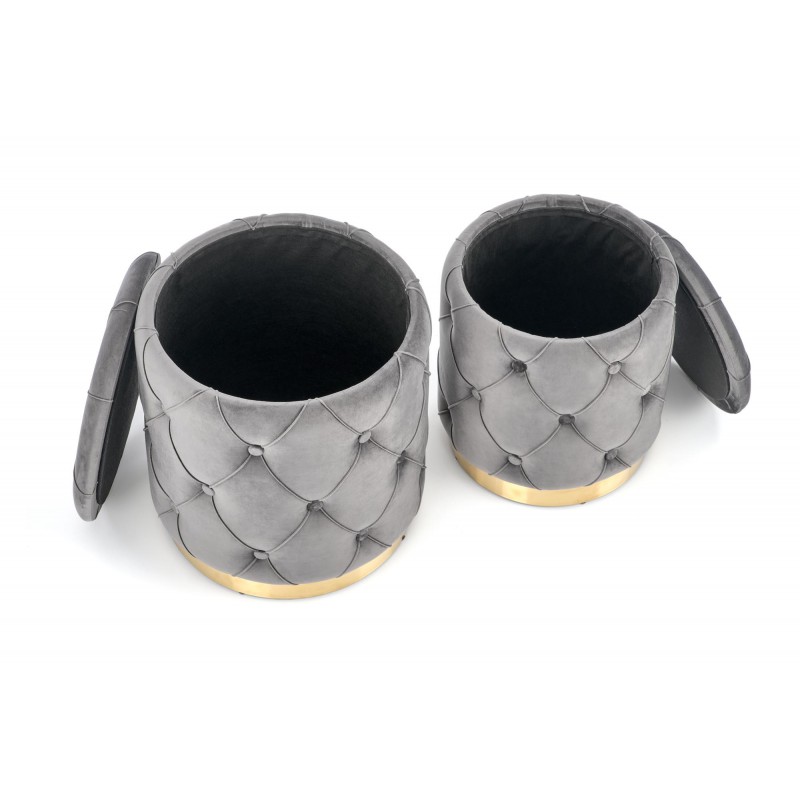 POLLY zestaw 2 puf, popiel (1p 2kpl)