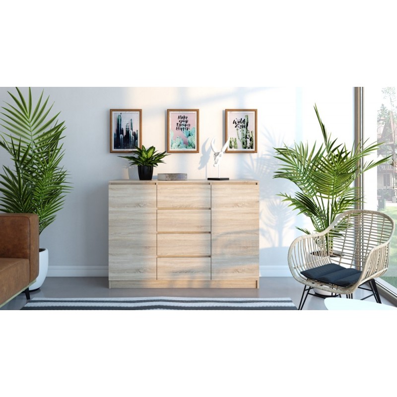 KOMODA 2 DRZWI 4 SZUFLADY SONOMA KOMPLET