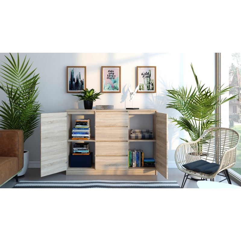 KOMODA 2 DRZWI 4 SZUFLADY SONOMA KOMPLET