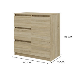 KOMODA 1 DRZWI 3 SZUFLADY SONOMA KOMPLET KOMODA 1 DRZWI 3 SZUFLADY SONOMA KOMPLET