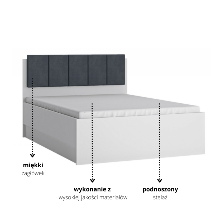 Łóżko Lyon biały 140 Typ LYOZ02 z podnoszonym stelażem Meble