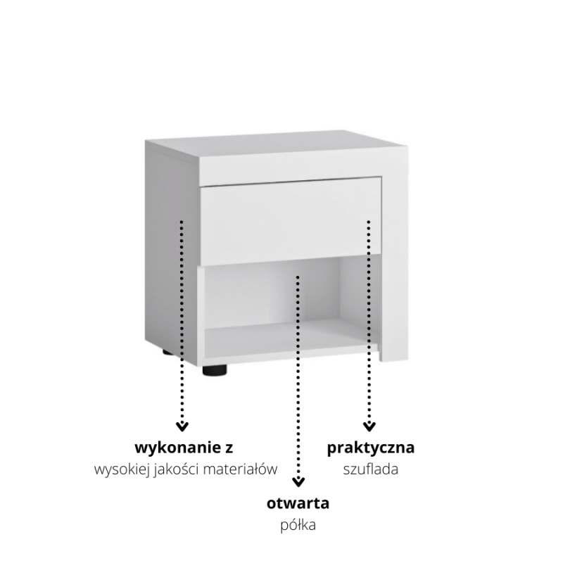 Szafka nocna Lyon biały Typ LYOK03P Meble Wójcik Kolekcja Lyon