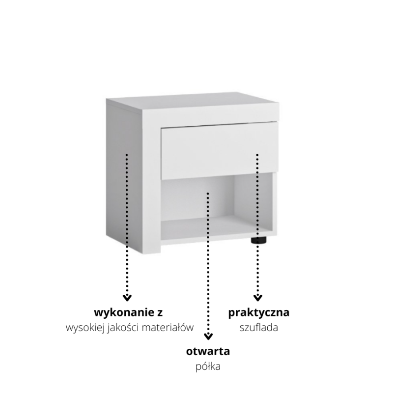 Szafka nocna Lyon biały Typ LYOK03L Meble Wójcik Kolekcja Lyon