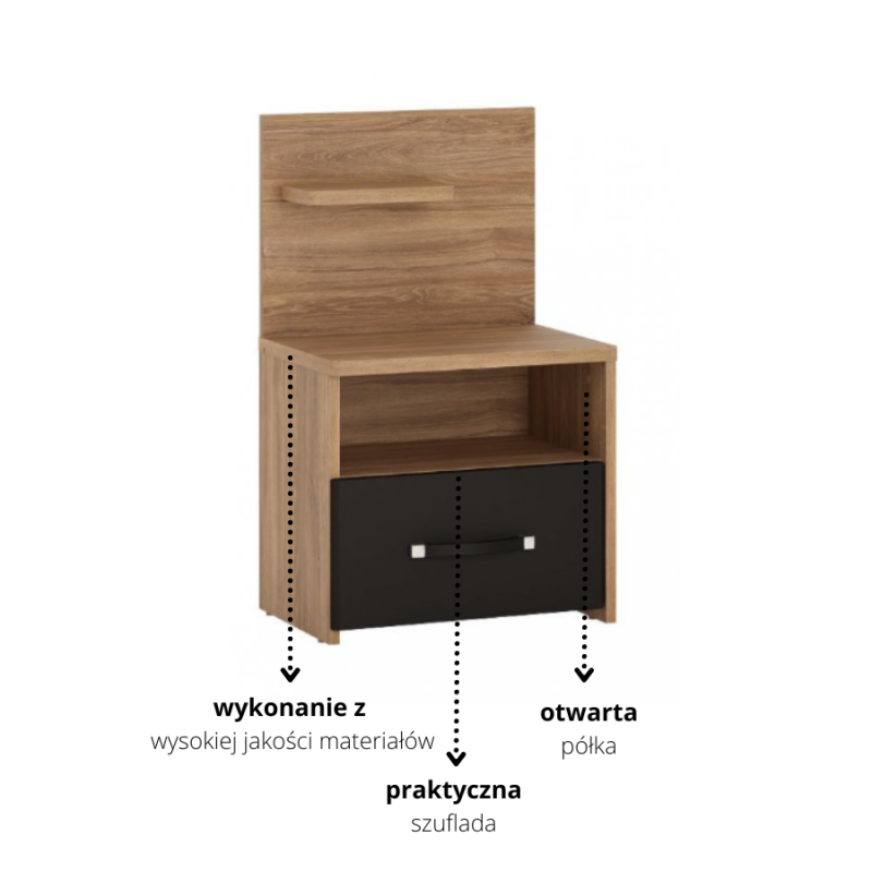 Szafka nocna 1S Monaco Typ MOAK02L Meble Wójcik Kolekcja Monaco