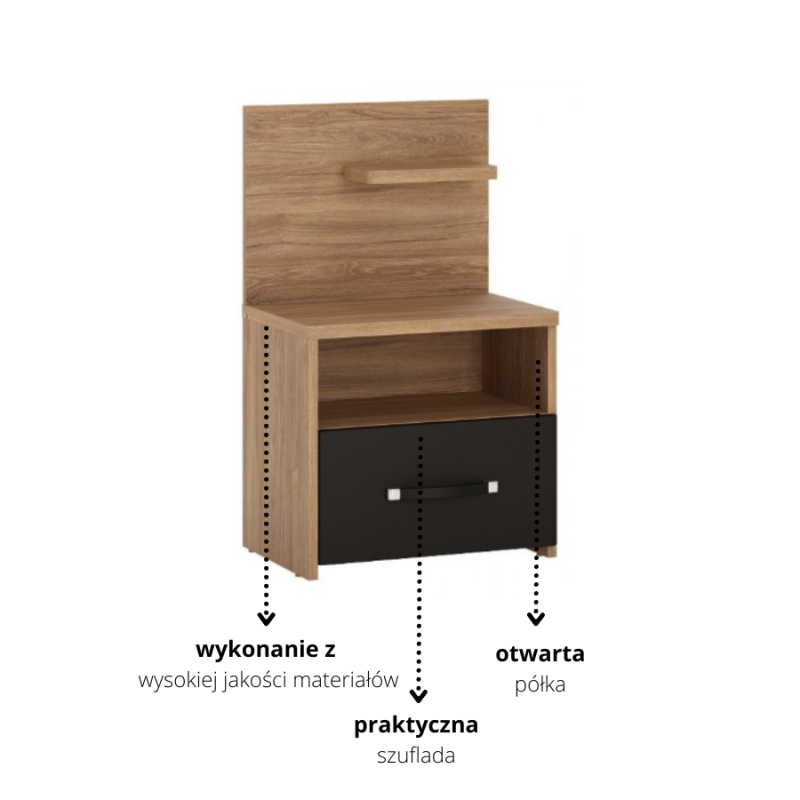 Szafka nocna 1S Monaco Typ MOAK02P Meble Wójcik Kolekcja Monaco