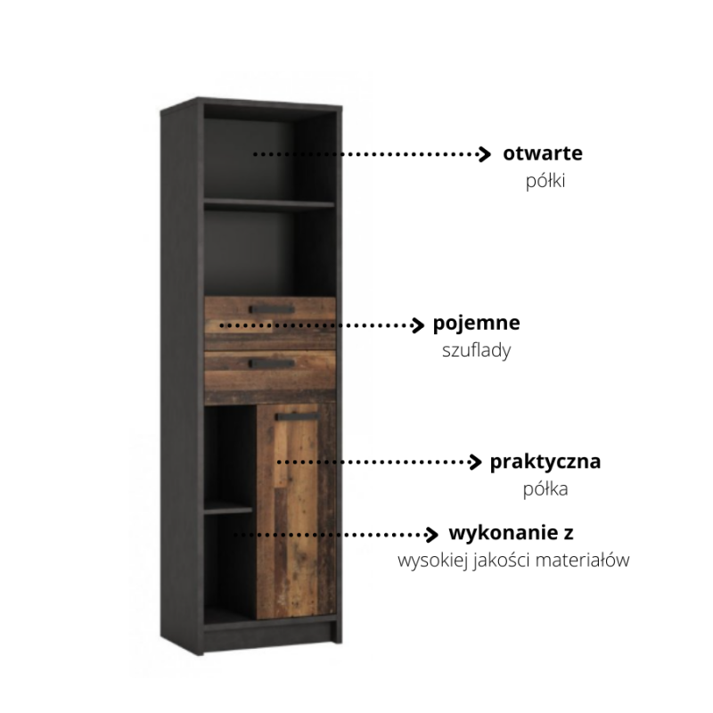 Regał do pokoju młodzieżowego Nubi Typ NUBR01 Meble Wójcik