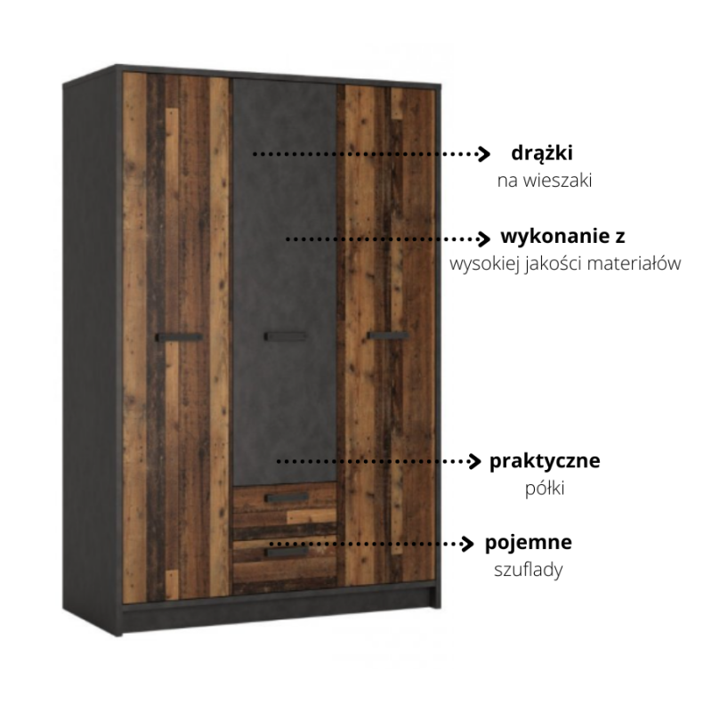 Szafa do pokoju młodzieżowego Nubi Typ NUBS02 Meble Wójcik