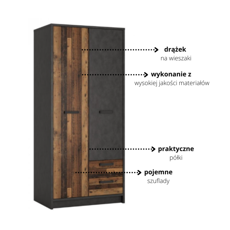 Szafa do pokoju młodzieżowego Nubi Typ NUBS01 Meble Wójcik