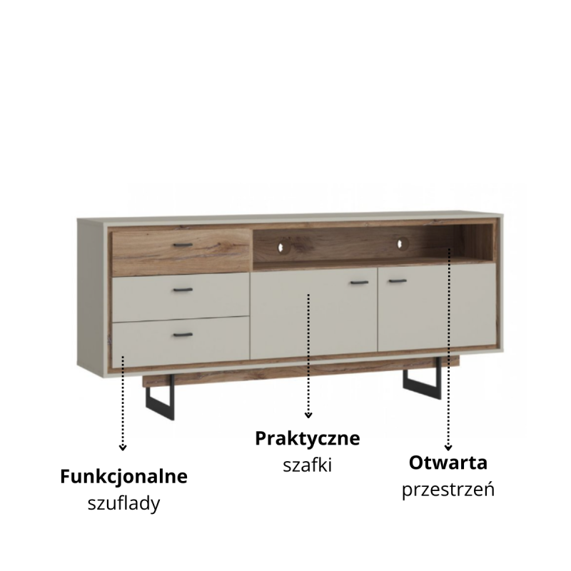 Komoda RTV Rivero RIVK01 2D3S Meble Wójcik