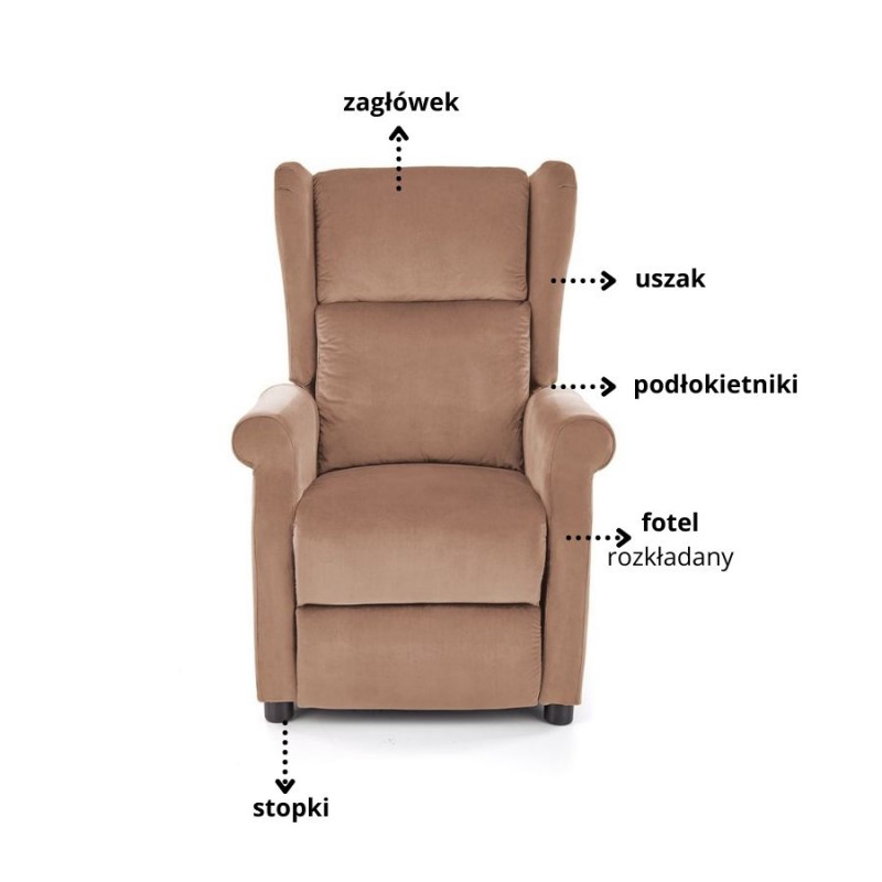 Rozkładany fotel Desert z podnóżkiem beżowy