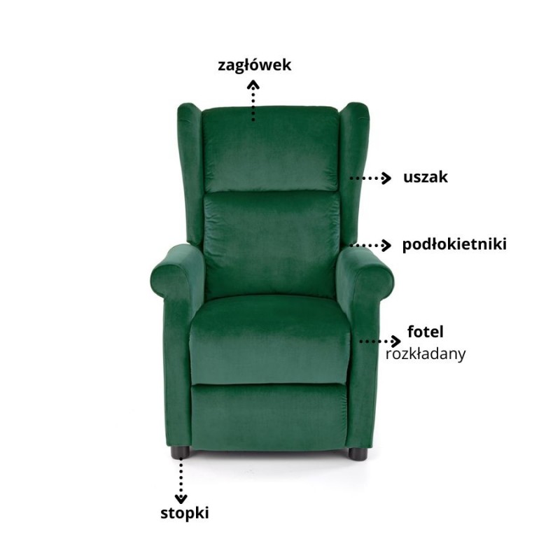 Rozkładany fotel Desert z podnóżkiem zielony