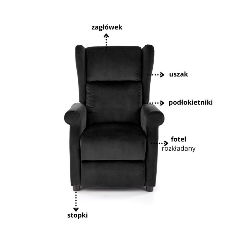 Rozkładany fotel Desert z podnóżkiem czarny