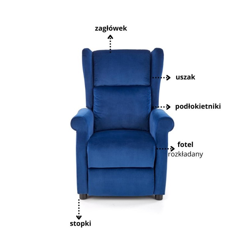 Rozkładany fotel Desert z podnóżkiem granatowy