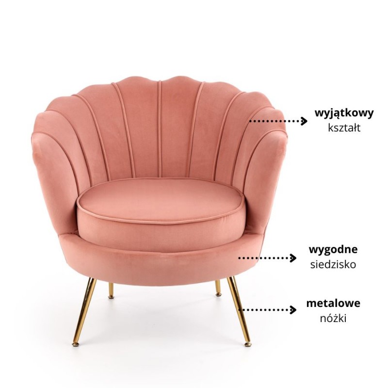 Nowoczesny fotel wypoczynkowy Reef różowy