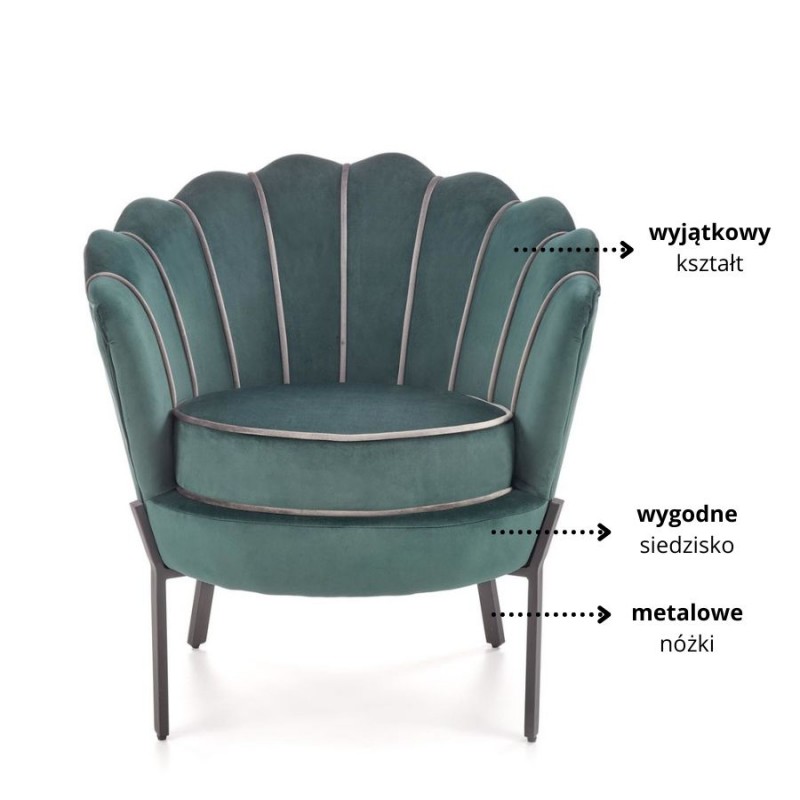 Nowoczesny fotel tapicerowany Wildlife z przeszyciami