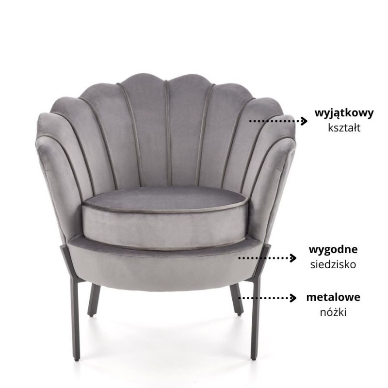 Nowoczesny fotel tapicerowany Wildlife z przeszyciami