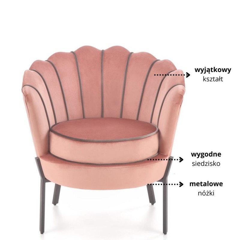 Nowoczesny fotel tapicerowany Wildlife z przeszyciami