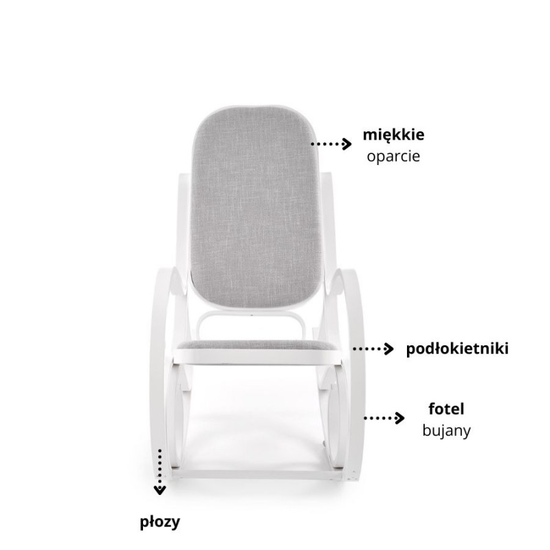 Fotel bujany Glacier popielaty z białymi nogami